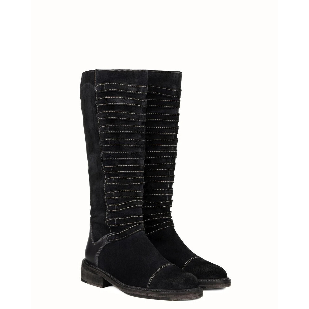 Vintage Foundry Co Evelyn Women 7.5 Black Leather Knee High Riding Boots GAL2022